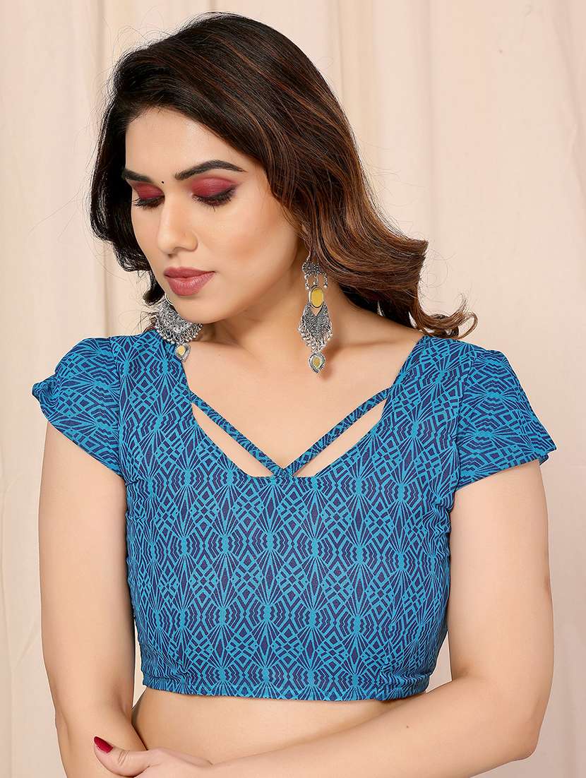 women printed casual wear saree with blouse - 22048657 -  Standard Image - 5