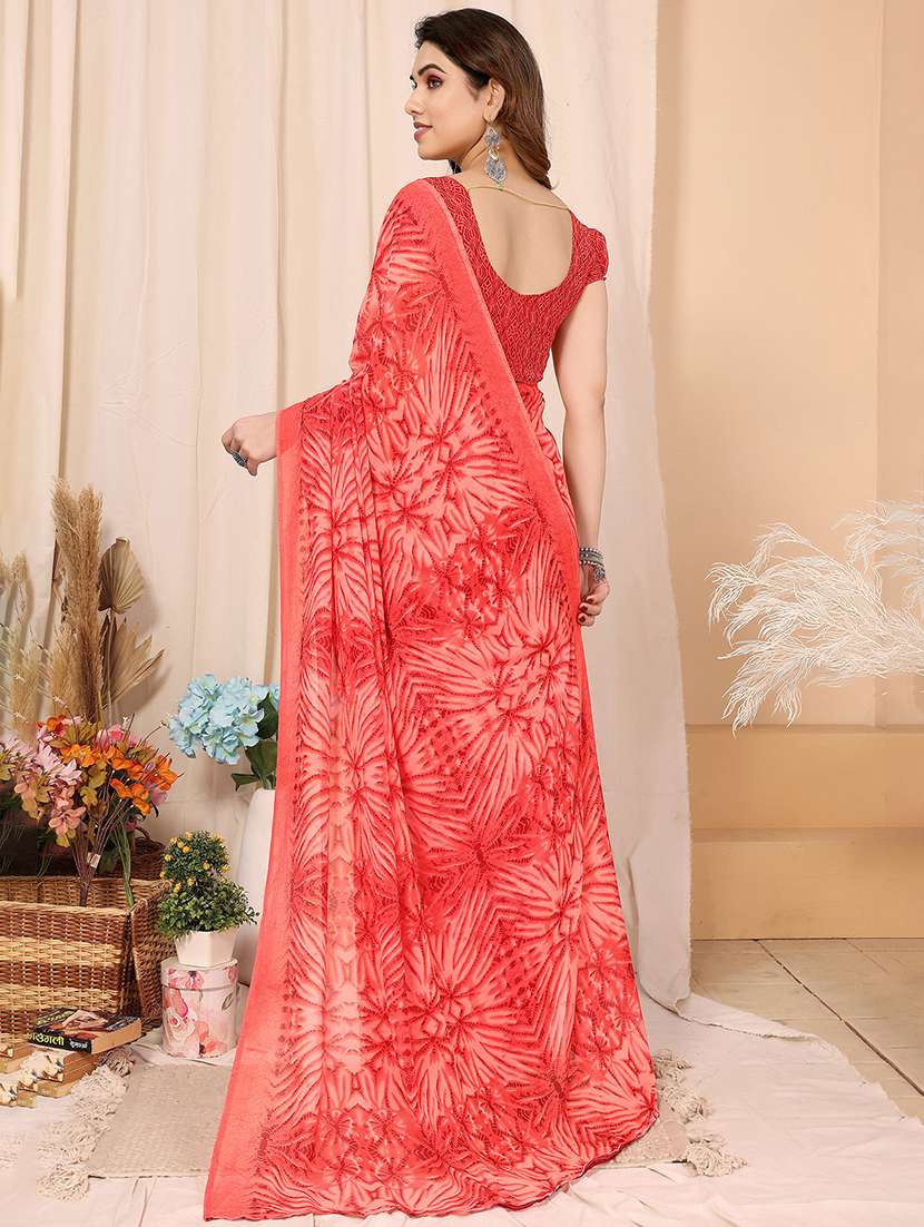 women printed casual wear saree with blouse - 22048658 -  Standard Image - 3