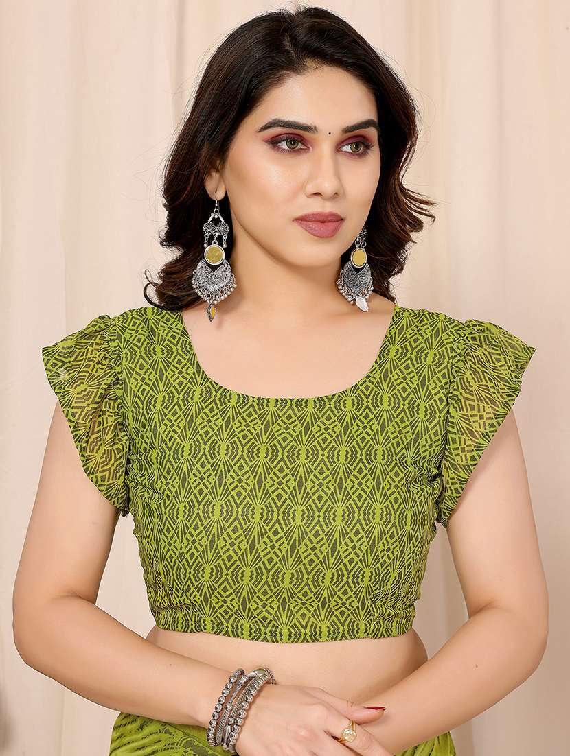 women printed casual wear saree with blouse - 22048659 -  Standard Image - 5