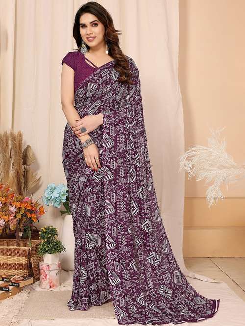 women printed casual wear saree with blouse - 22048662 -  Standard Image - 0