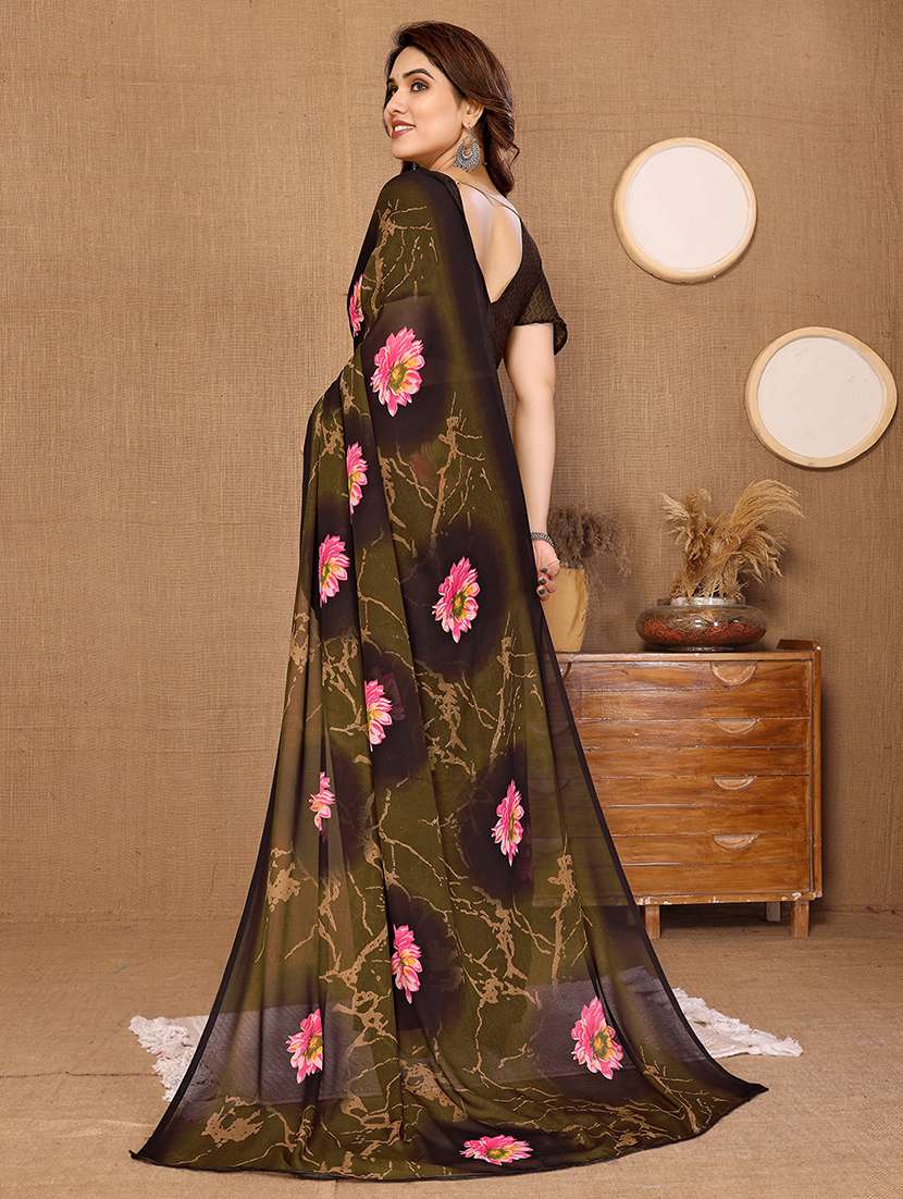 women printed casual wear saree with blouse - 22048666 -  Standard Image - 3
