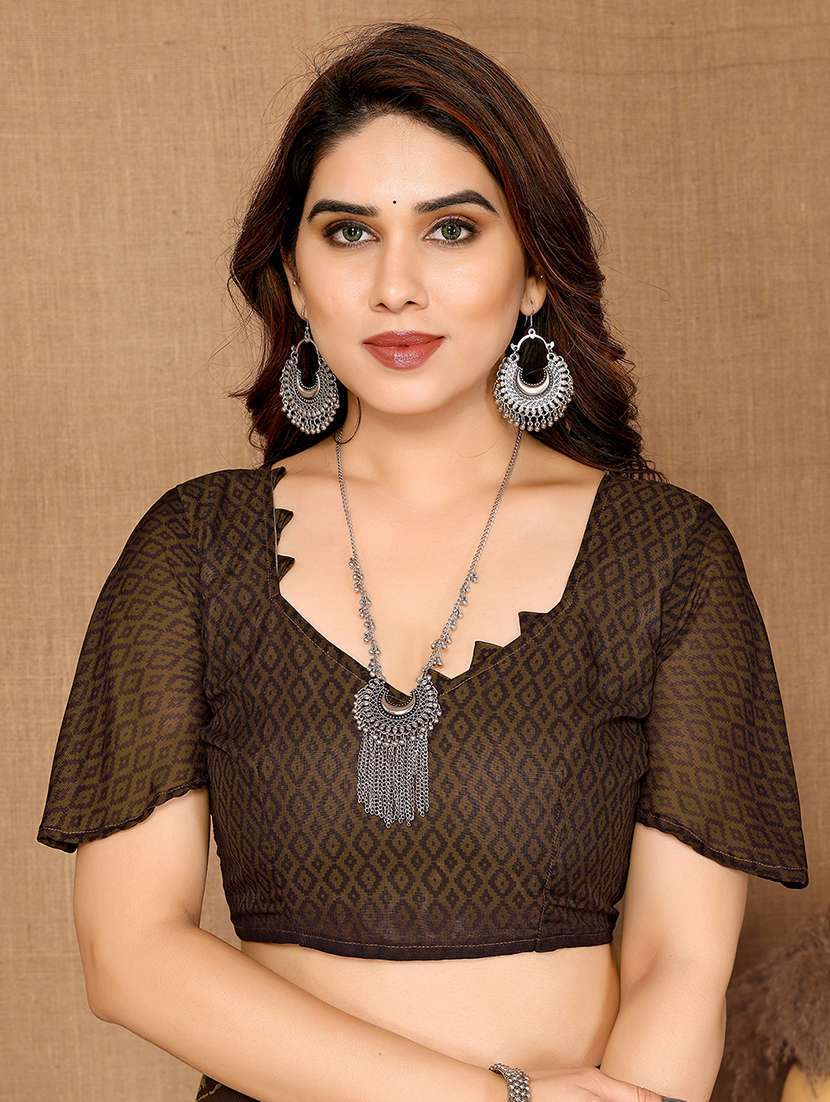 women printed casual wear saree with blouse - 22048666 -  Standard Image - 5