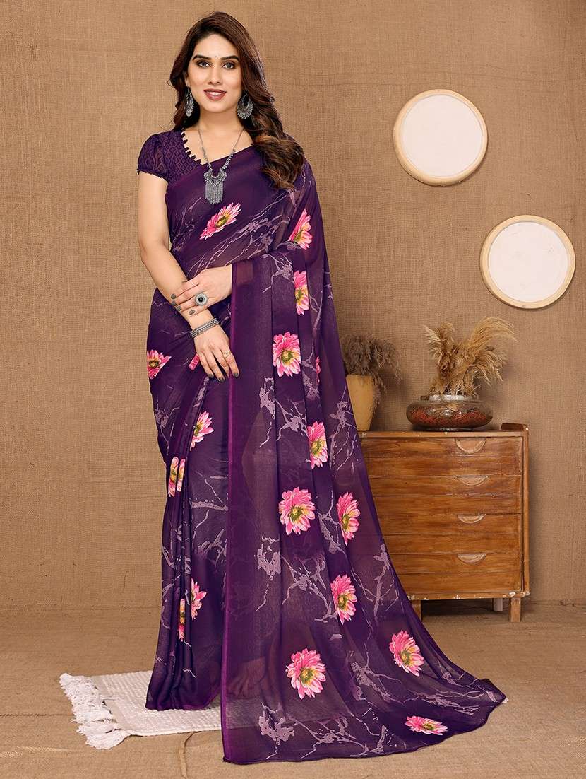 women printed casual wear saree with blouse