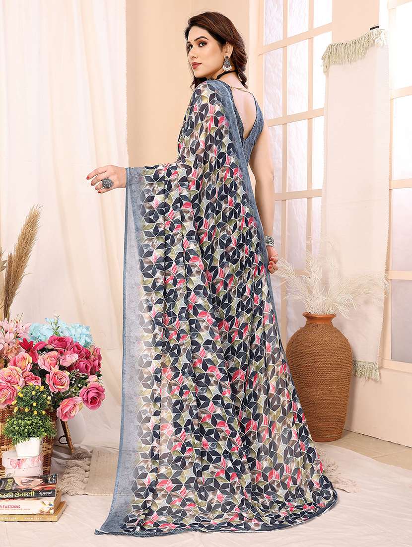 women printed casual wear saree with blouse - 22048668 -  Standard Image - 3