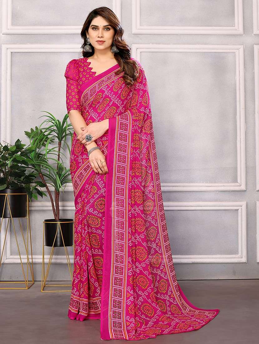women printed casual wear saree with blouse