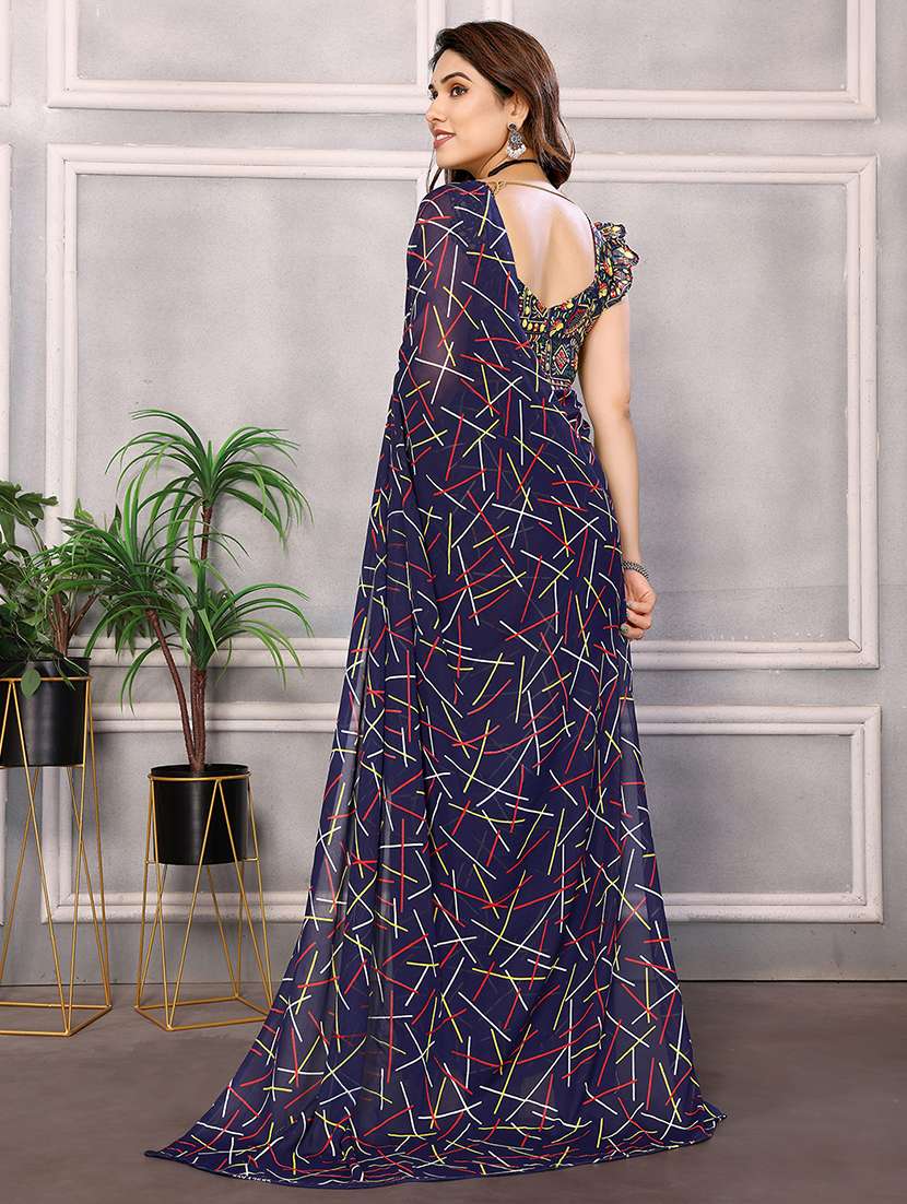 women printed casual wear saree with blouse - 22048678 -  Standard Image - 3