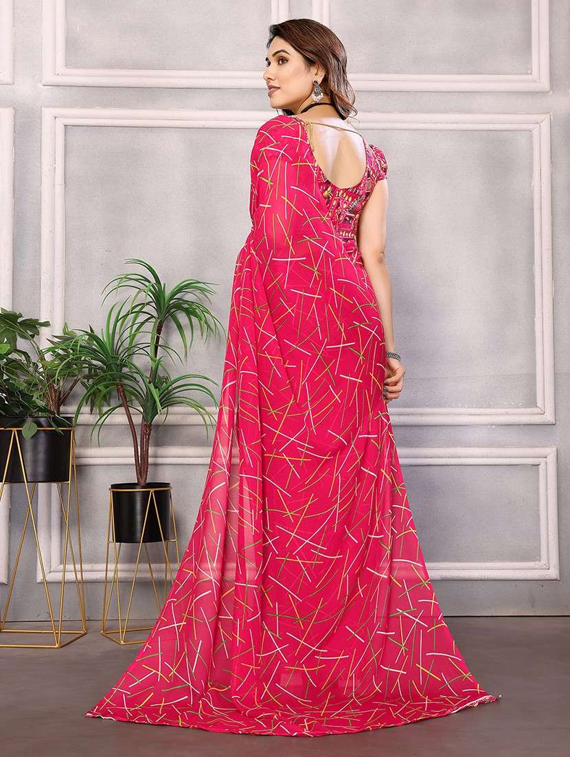 women printed casual wear saree with blouse - 22048681 -  Standard Image - 3