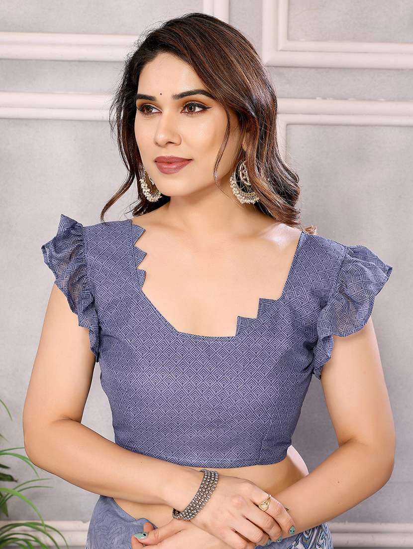 women printed casual wear saree with blouse - 22048683 -  Standard Image - 5