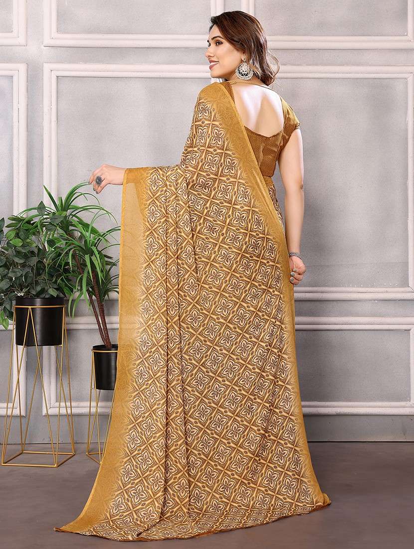 women printed casual wear saree with blouse - 22048684 -  Standard Image - 3