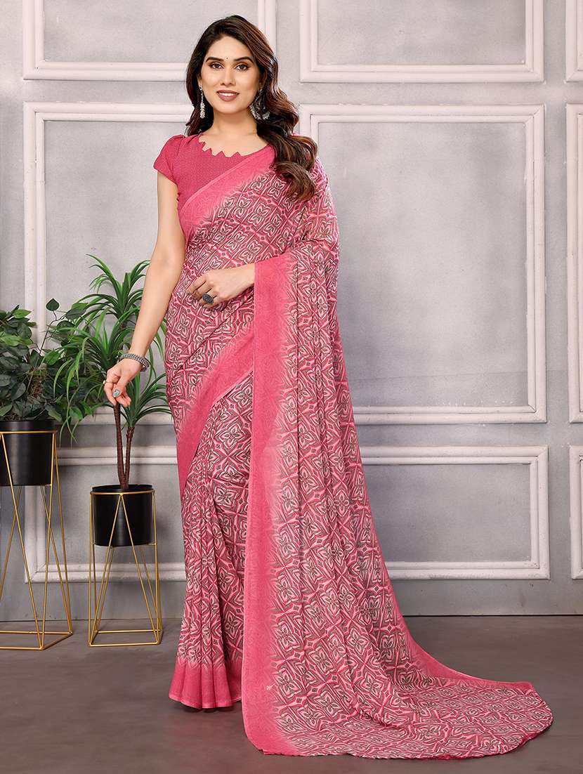 women printed casual wear saree with blouse