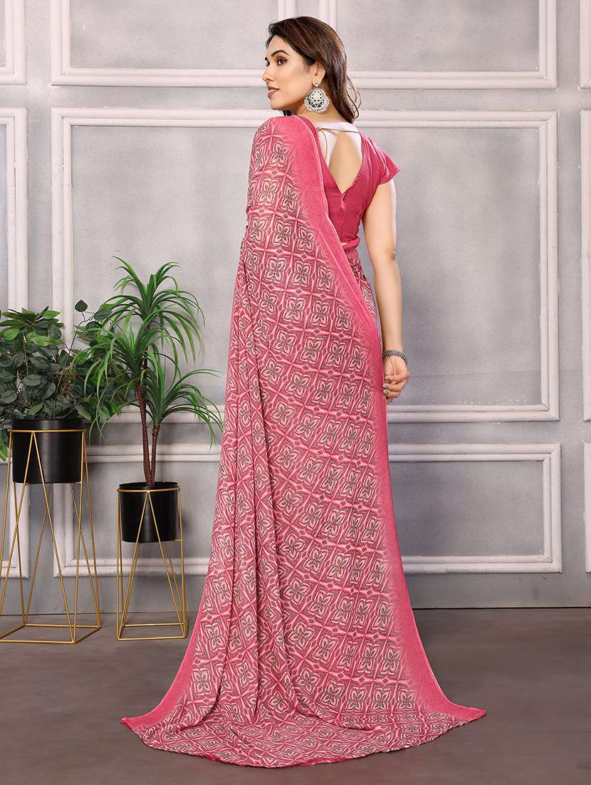 women printed casual wear saree with blouse - 22048685 -  Standard Image - 3