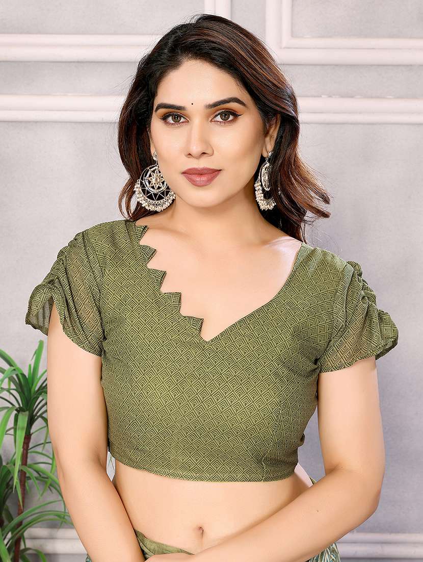 women printed casual wear saree with blouse - 22048686 -  Standard Image - 5