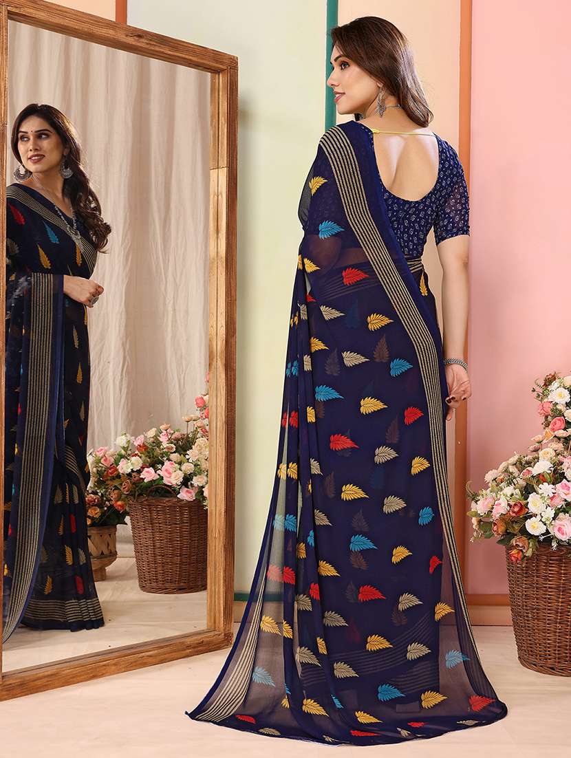 women printed casual wear saree with blouse - 22048688 -  Standard Image - 3