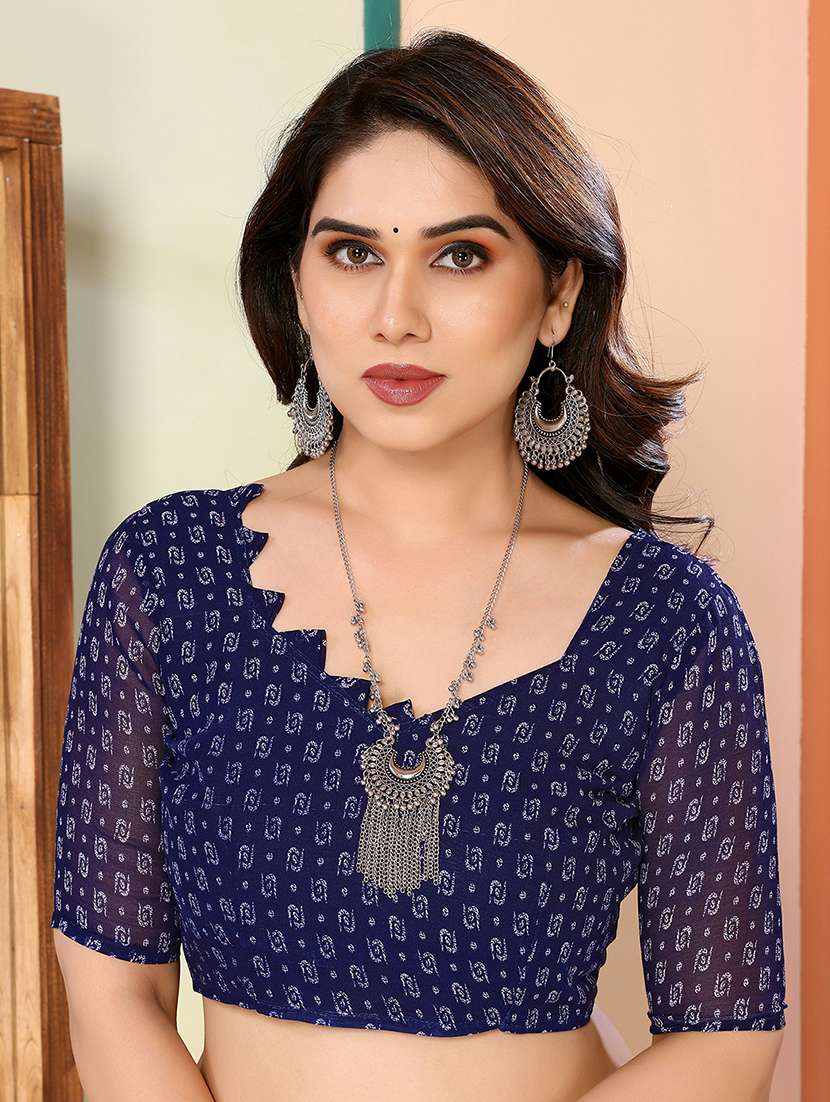 women printed casual wear saree with blouse - 22048688 -  Standard Image - 5