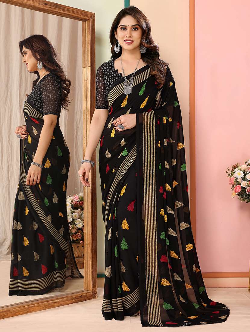 women printed casual wear saree with blouse