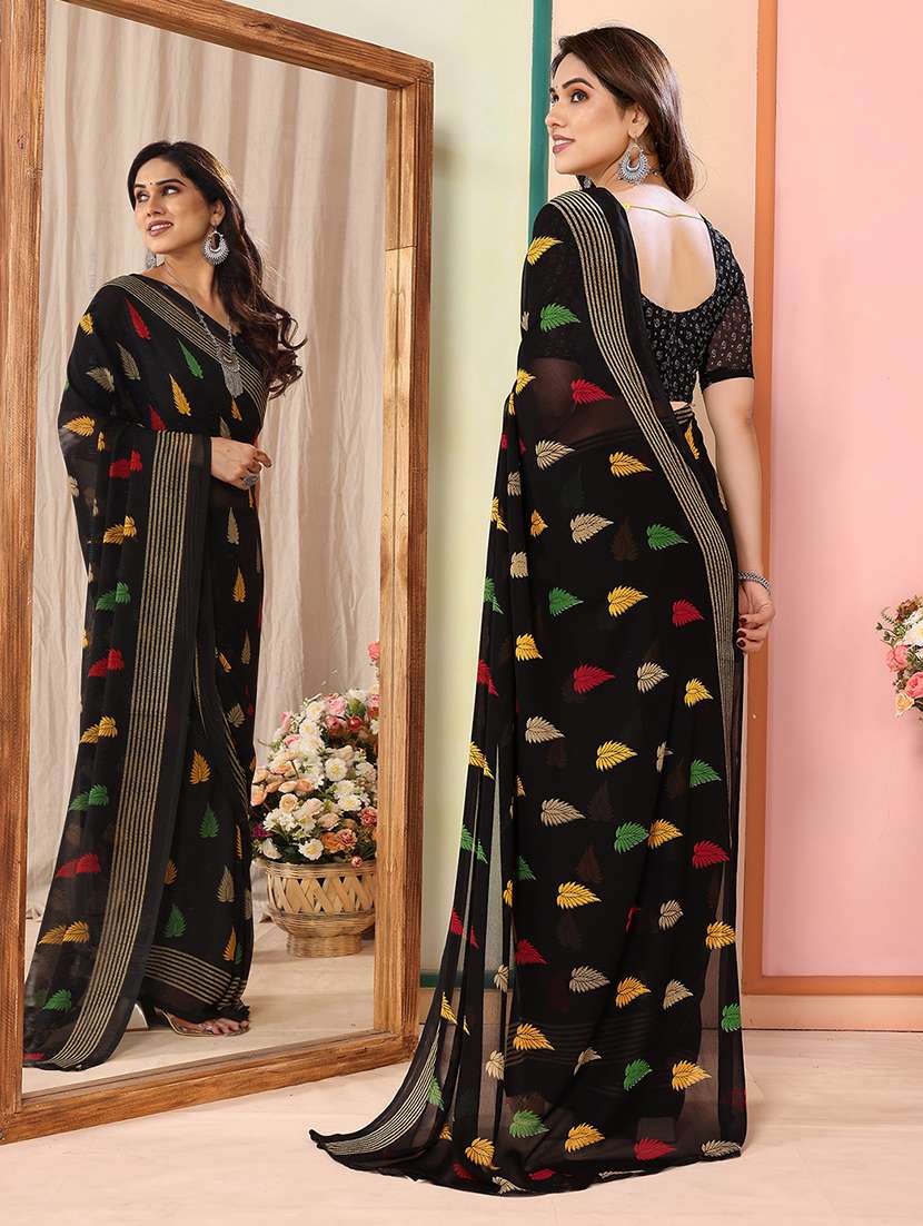 women printed casual wear saree with blouse - 22048689 -  Standard Image - 3