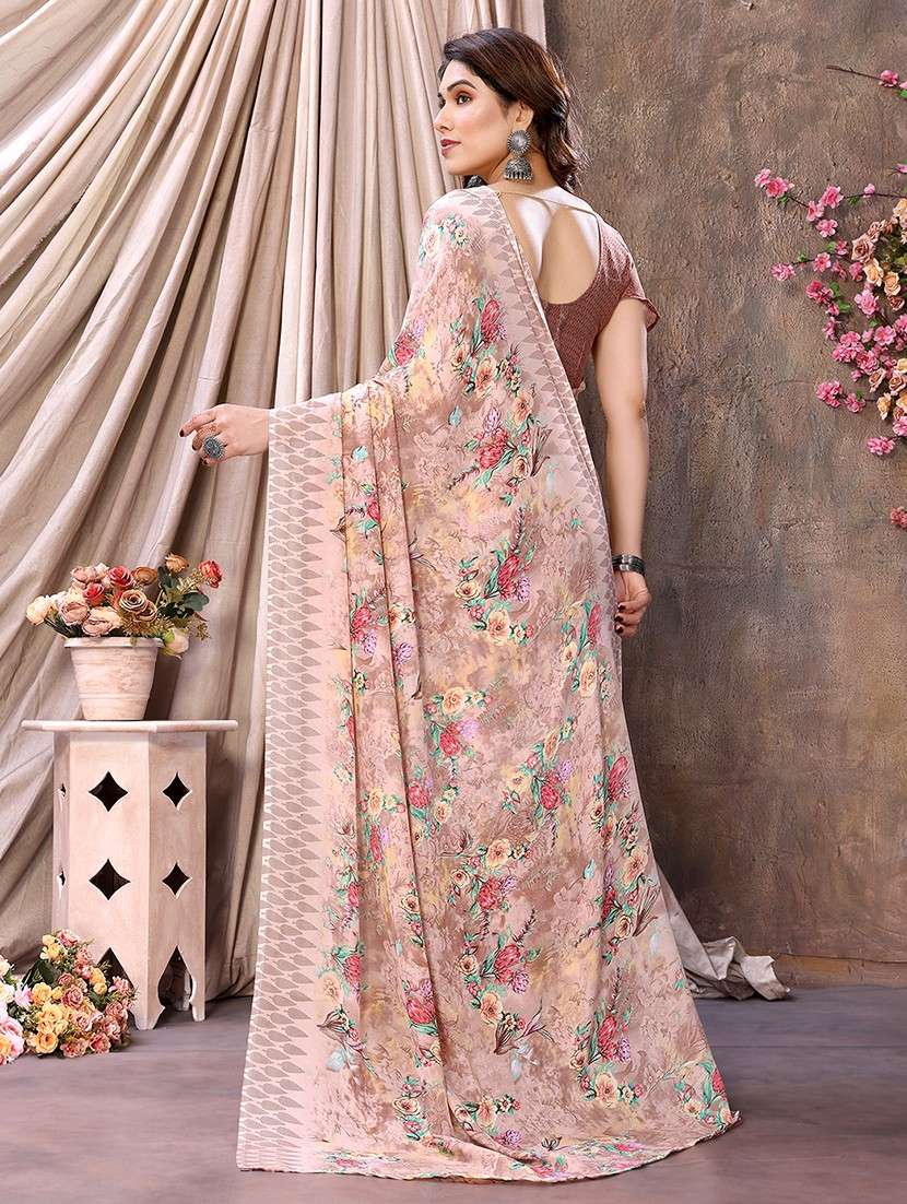 women printed casual wear saree with blouse - 22048691 -  Standard Image - 3