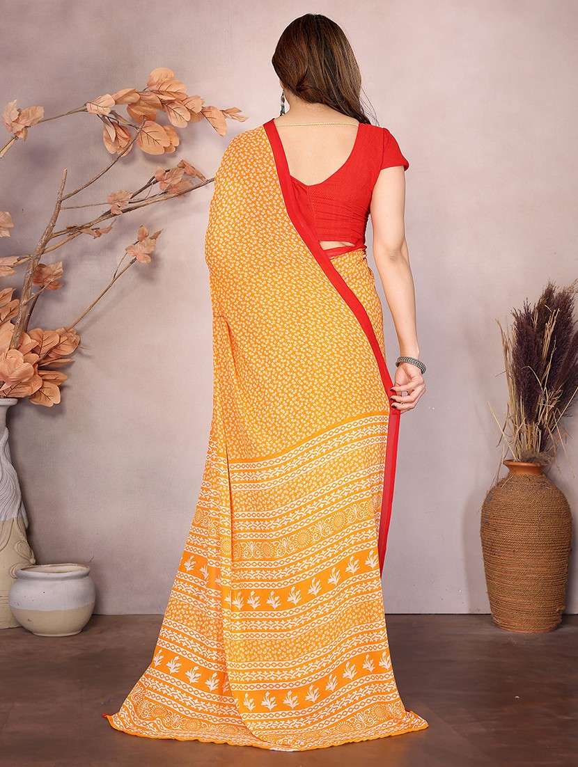 women printed casual wear saree with blouse - 22048697 -  Standard Image - 3