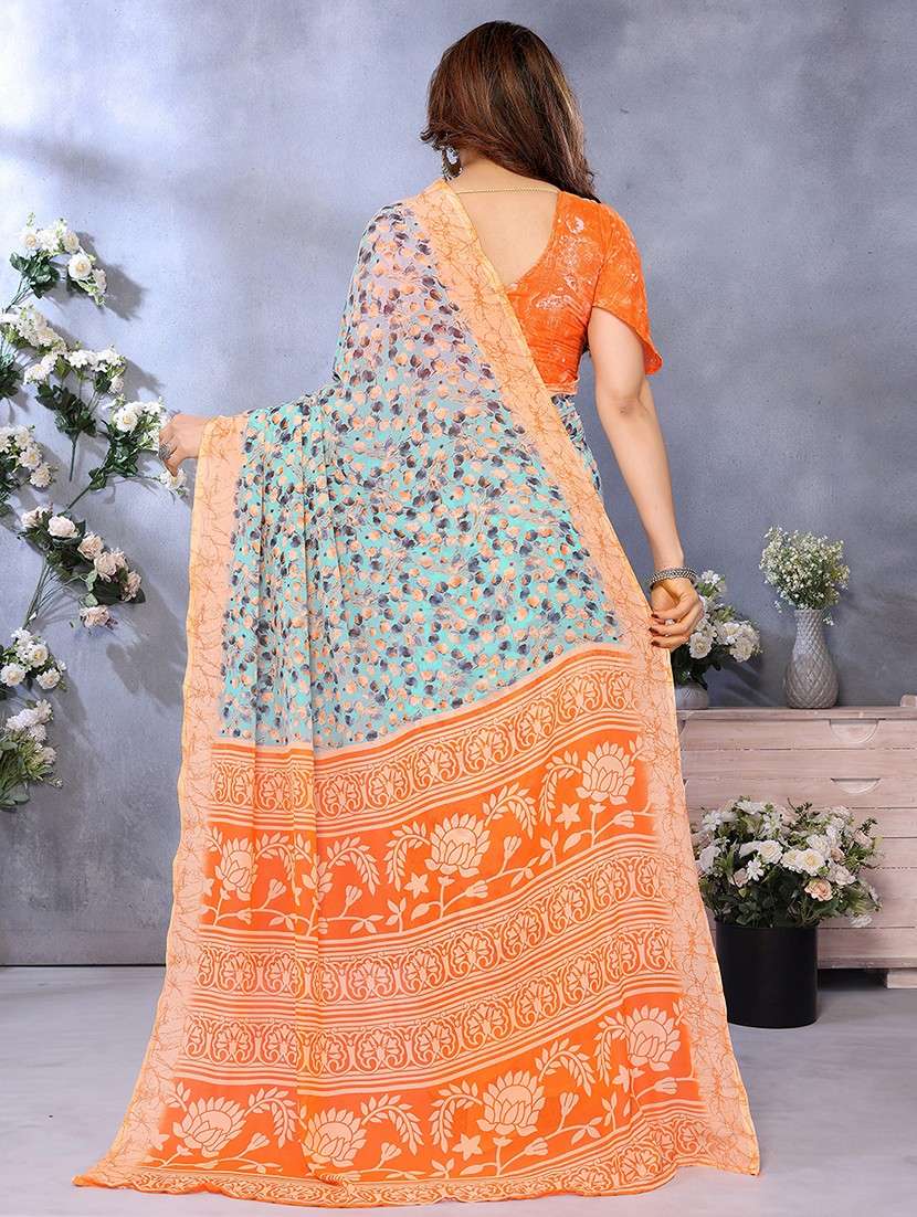 women printed casual wear saree with blouse - 22048700 -  Standard Image - 3