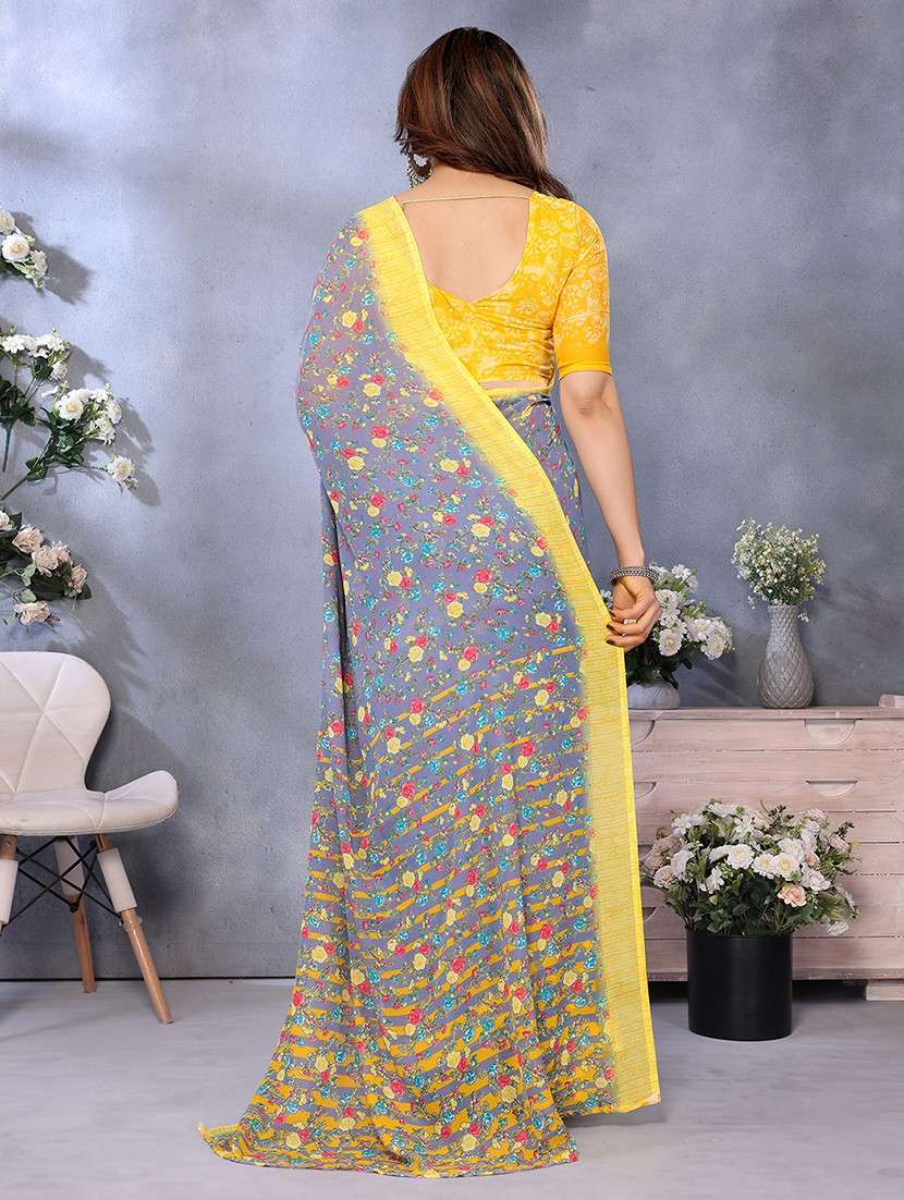 women printed casual wear saree with blouse - 22048703 -  Standard Image - 3