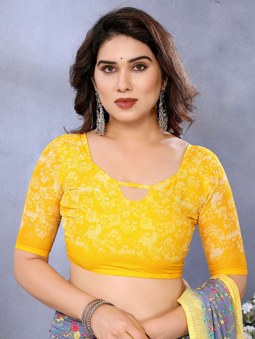 women printed casual wear saree with blouse - 22048703 -  Standard Image - 5