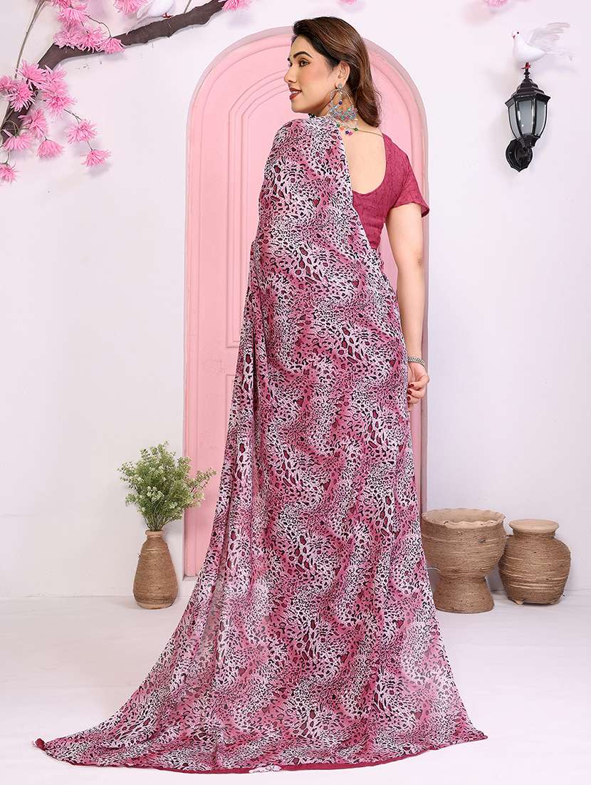 women printed casual wear saree with blouse - 22048706 -  Standard Image - 3