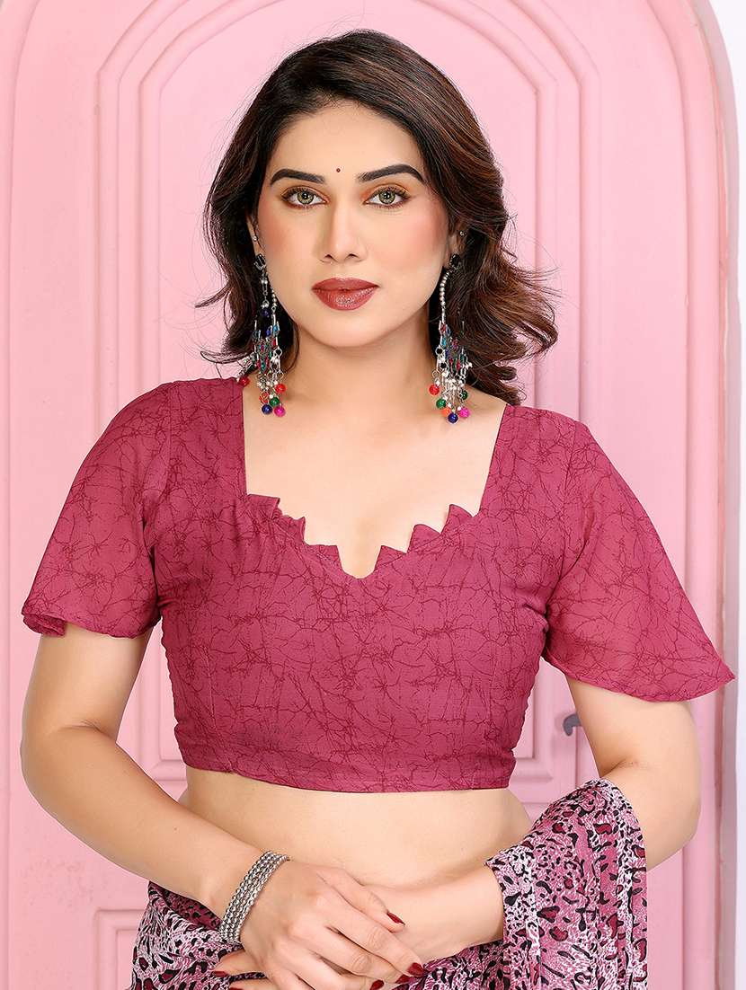 women printed casual wear saree with blouse - 22048706 -  Standard Image - 5