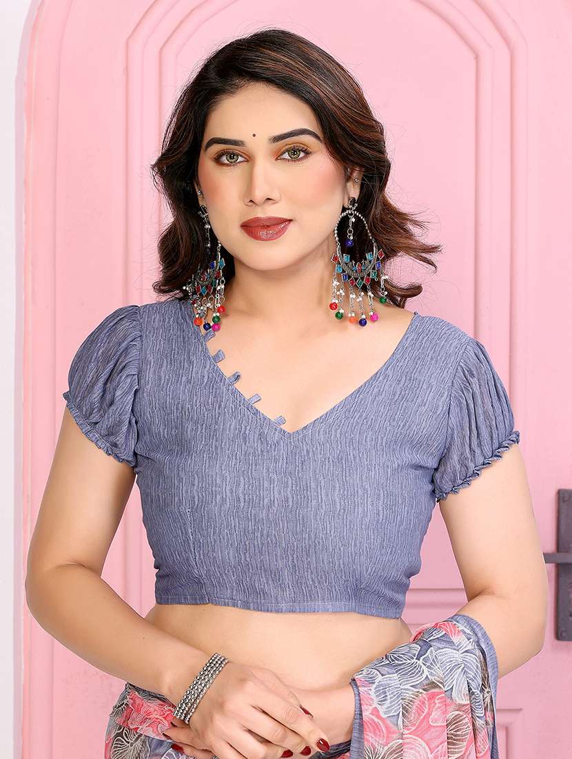 women printed casual wear saree with blouse - 22048710 -  Standard Image - 5