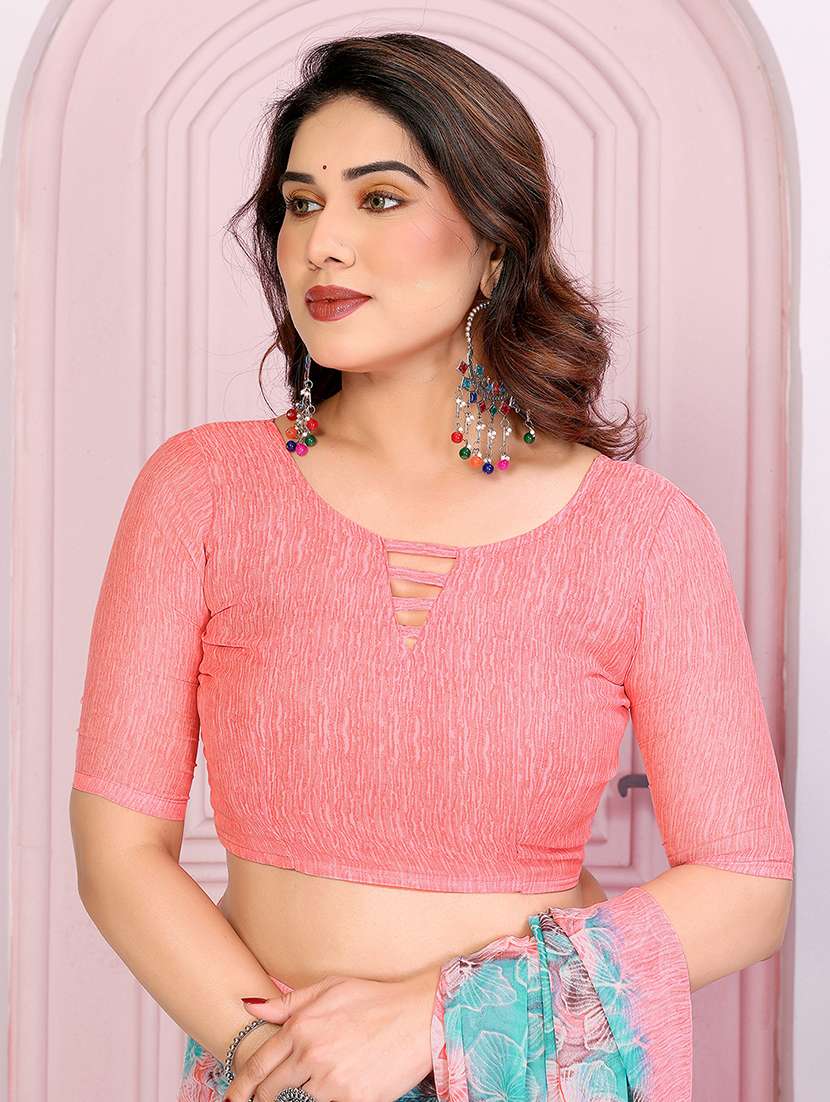 women printed casual wear saree with blouse - 22048712 -  Standard Image - 5