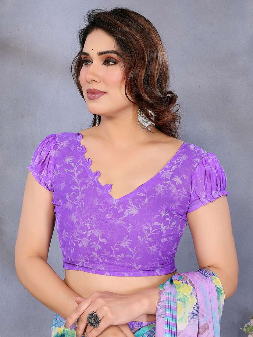 women printed casual wear saree with blouse - 22048713 -  Standard Image - 5