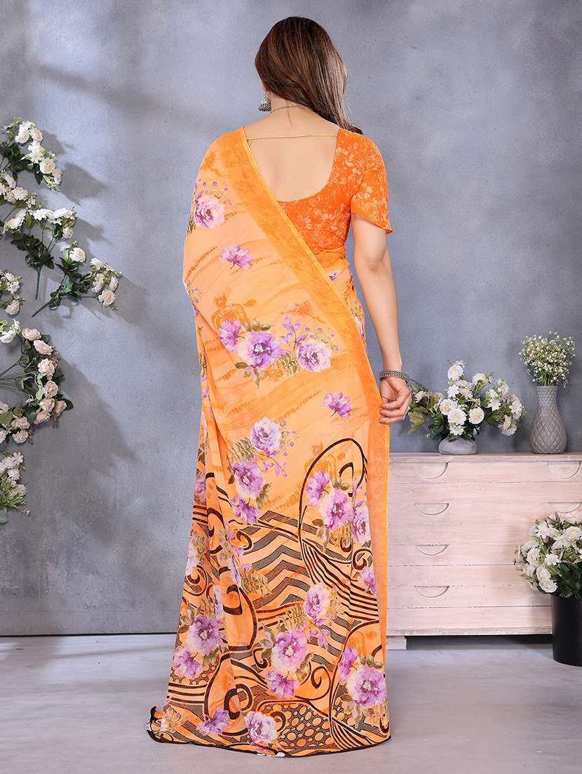 women printed casual wear saree with blouse - 22048716 -  Standard Image - 3