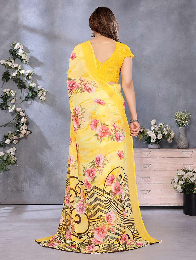 women printed casual wear saree with blouse - 22048717 -  Standard Image - 3