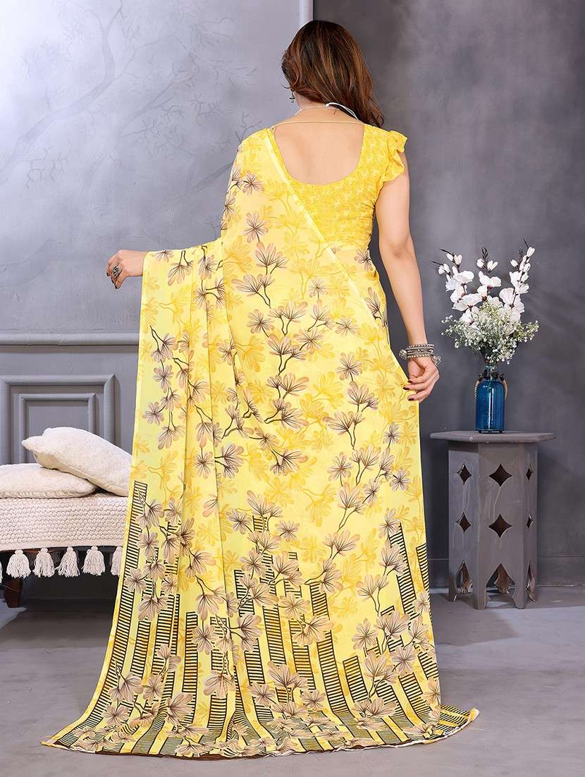 women printed casual wear saree with blouse - 22048720 -  Standard Image - 3