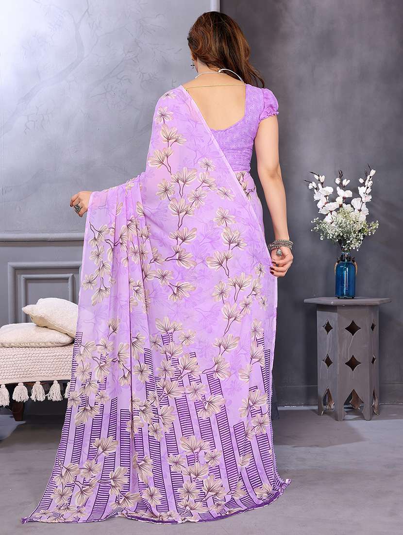 women printed casual wear saree with blouse - 22048721 -  Standard Image - 3