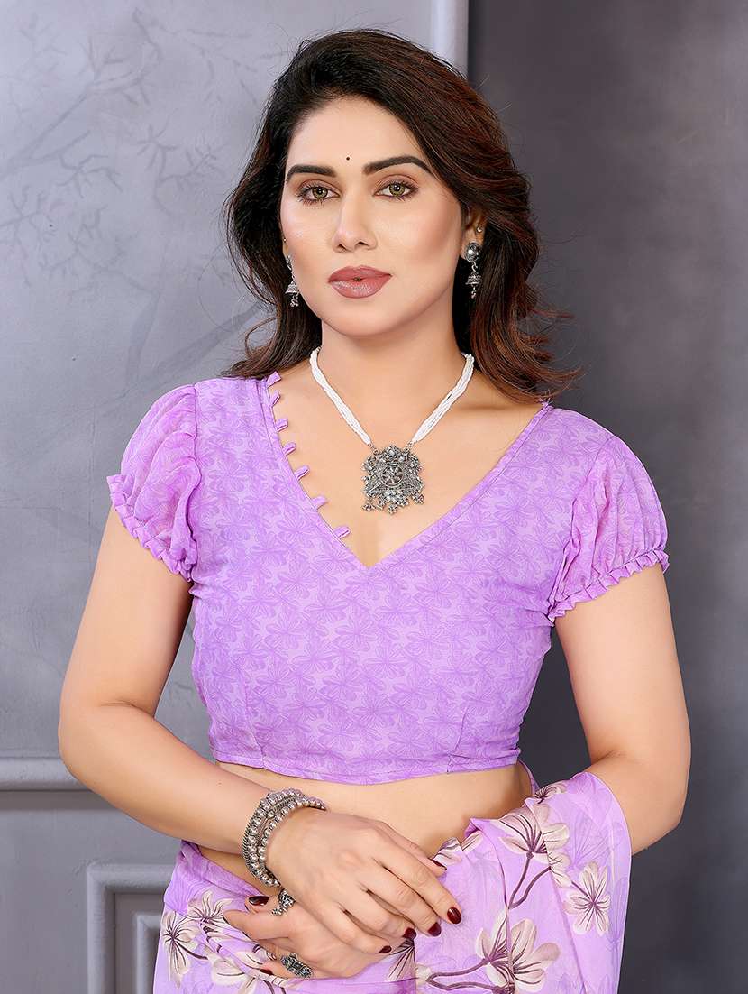 women printed casual wear saree with blouse - 22048721 -  Standard Image - 5