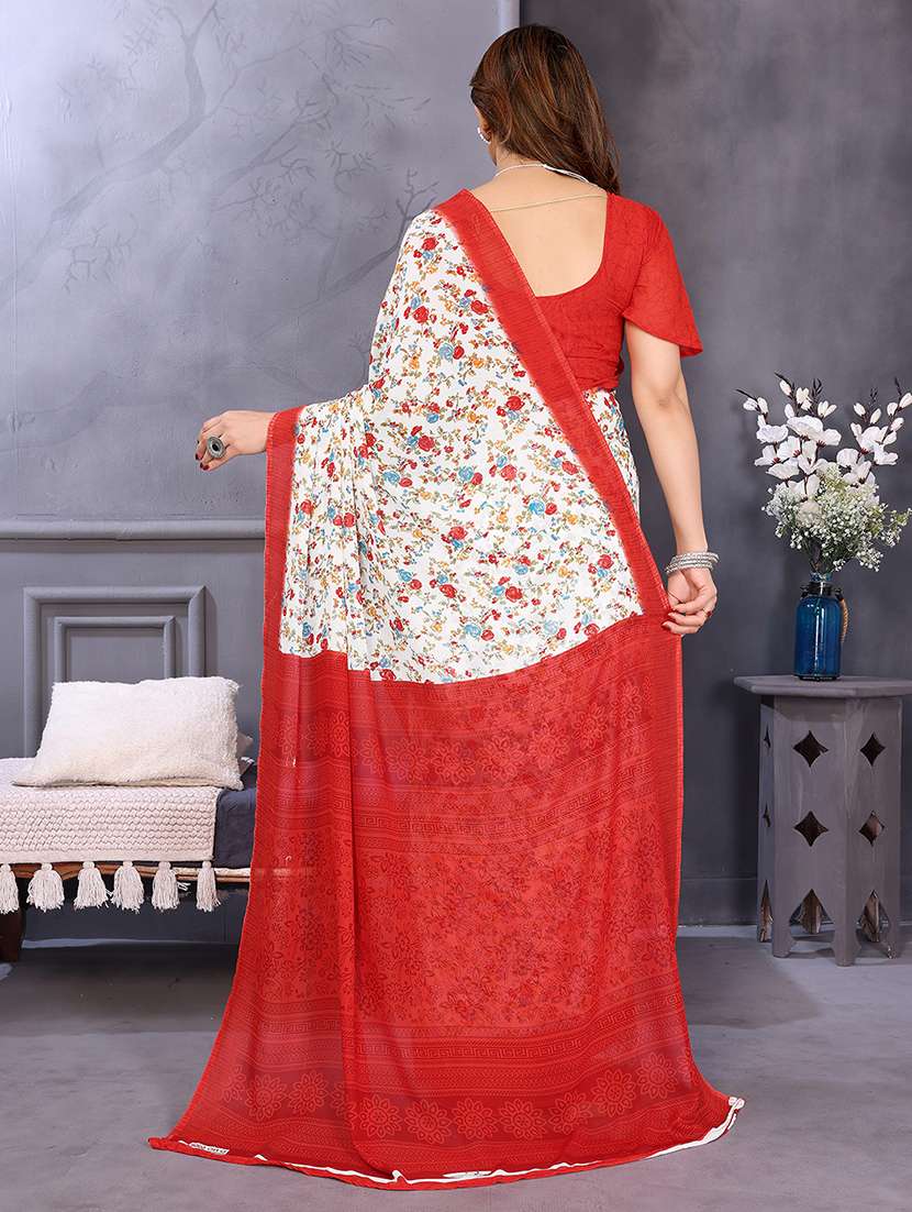 women printed casual wear saree with blouse - 22048724 -  Standard Image - 3