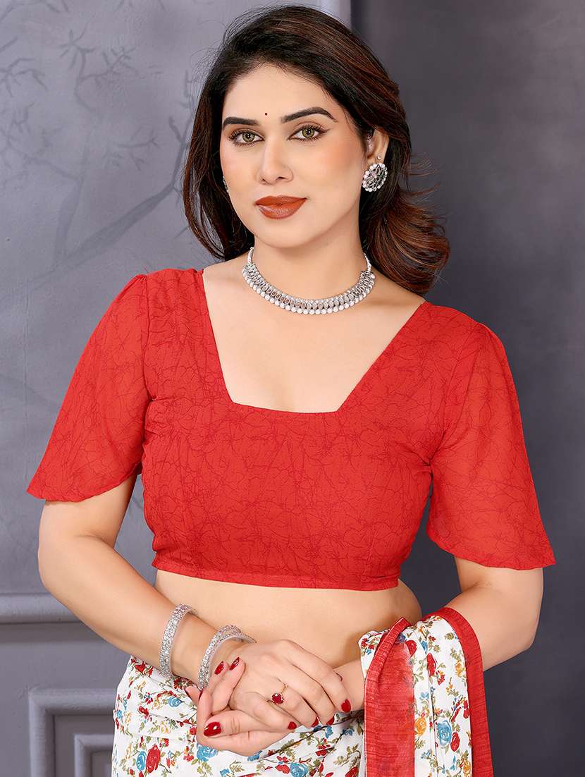 women printed casual wear saree with blouse - 22048724 -  Standard Image - 5