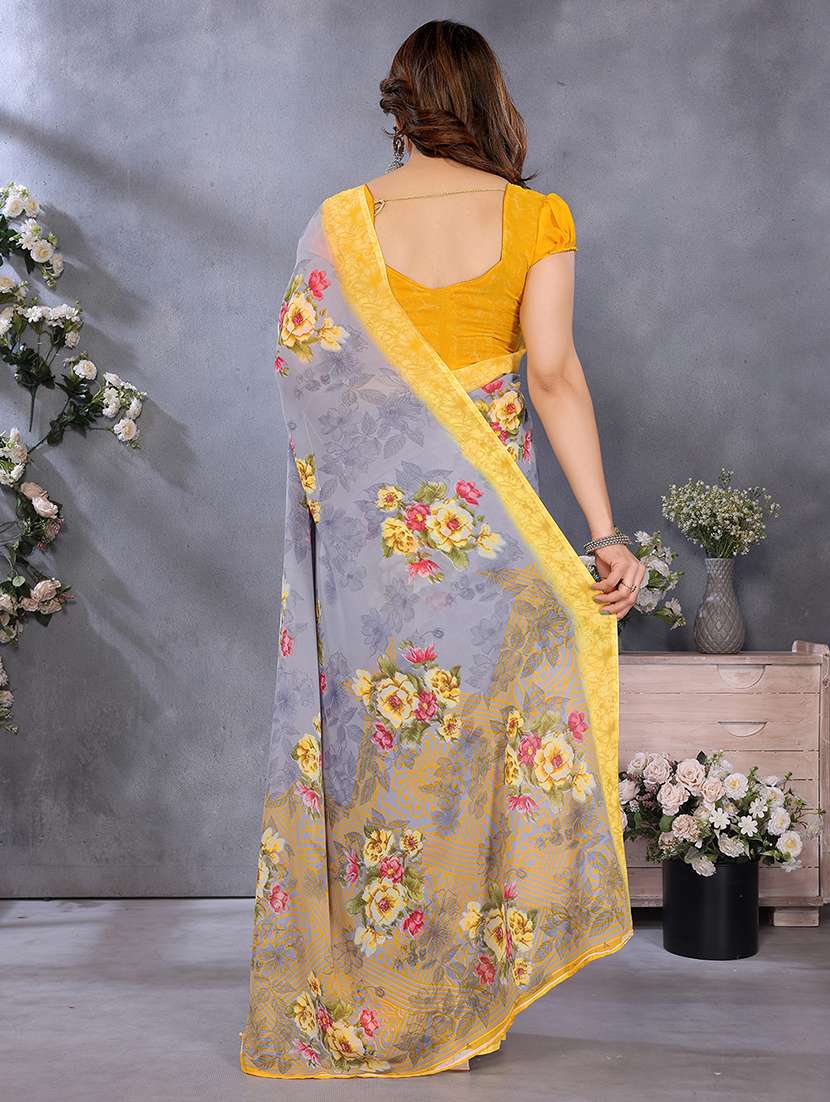 women printed casual wear saree with blouse - 22048728 -  Standard Image - 3