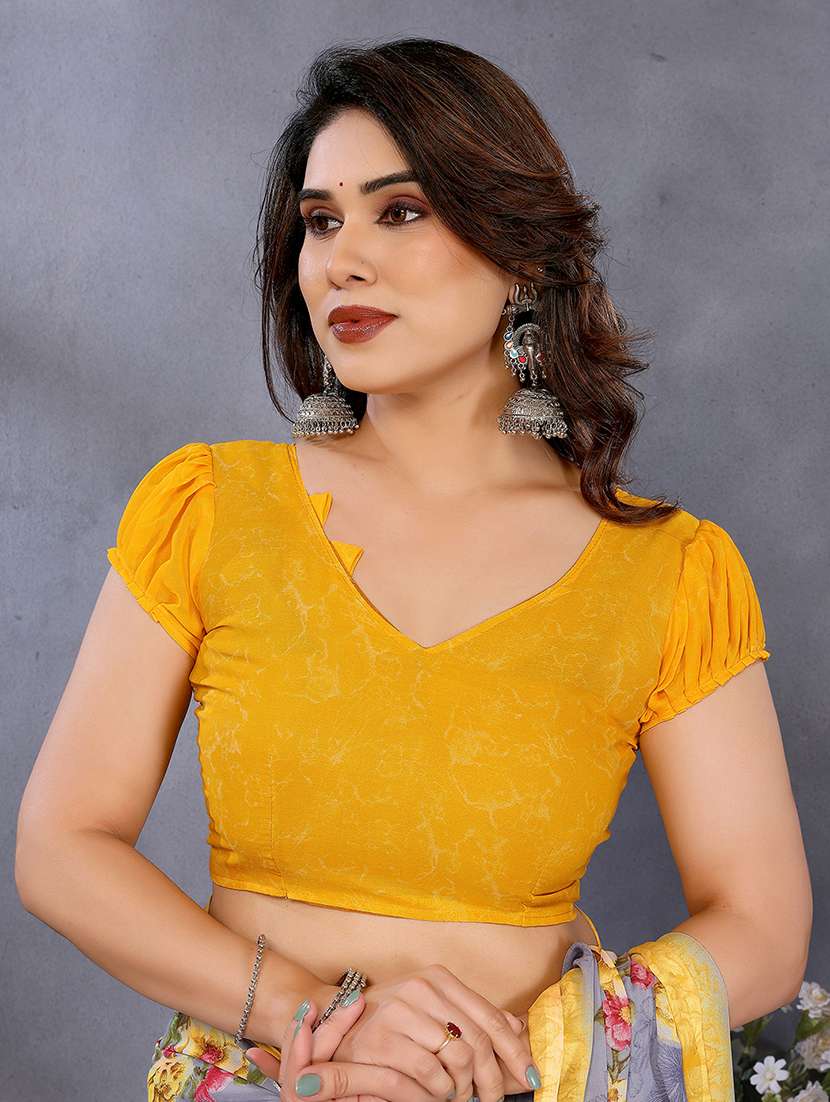 women printed casual wear saree with blouse - 22048728 -  Standard Image - 5