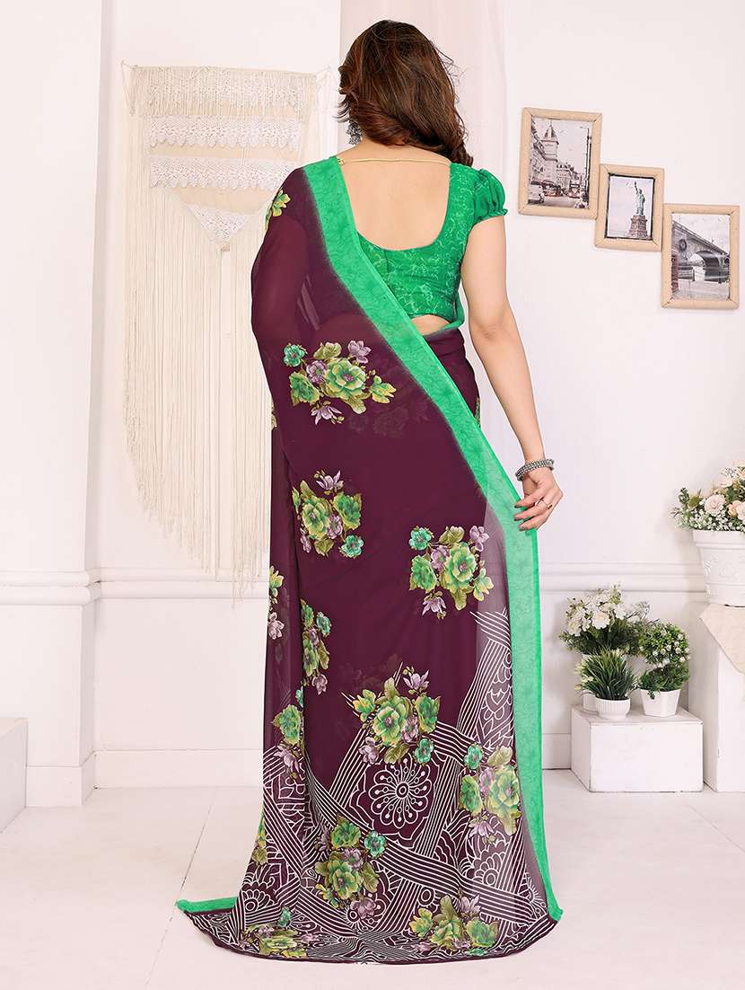 women printed casual wear saree with blouse - 22048733 -  Standard Image - 3