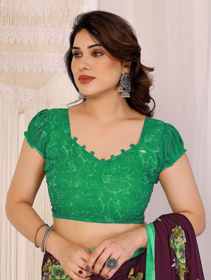 women printed casual wear saree with blouse - 22048733 -  Standard Image - 5