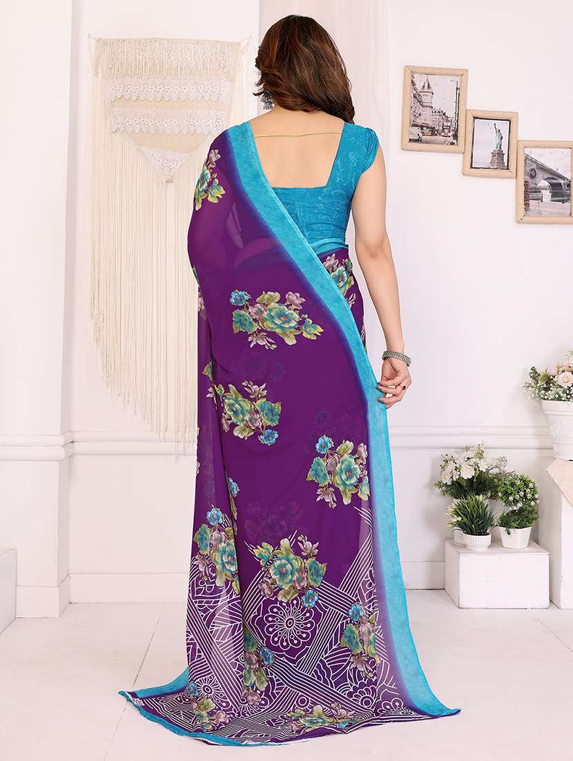 women printed casual wear saree with blouse - 22048734 -  Standard Image - 3