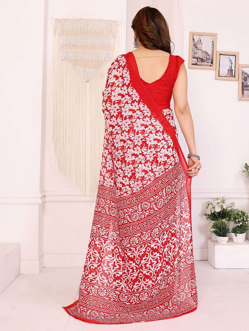 women printed casual wear saree with blouse - 22048736 -  Standard Image - 3