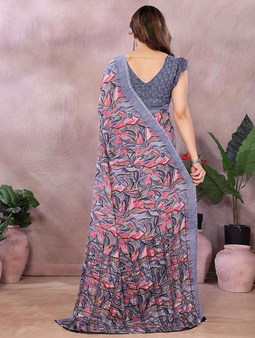 women printed casual wear saree with blouse - 22048744 -  Standard Image - 3
