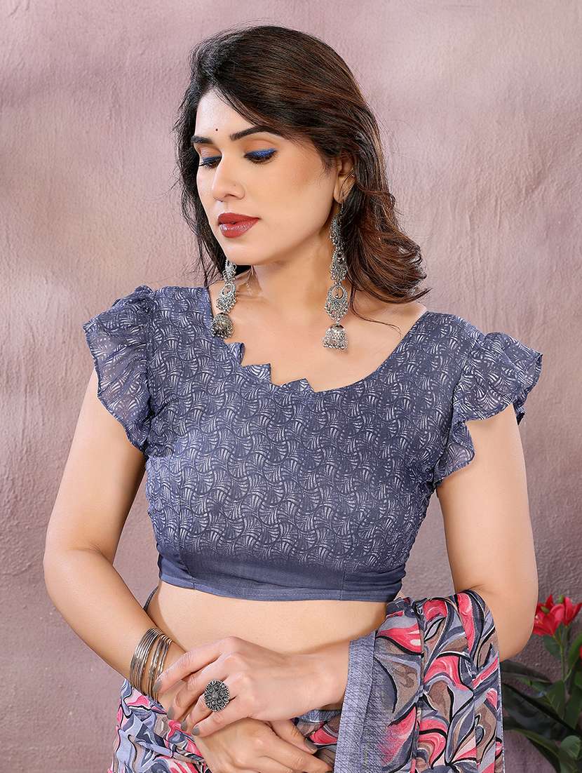 women printed casual wear saree with blouse - 22048744 -  Standard Image - 5