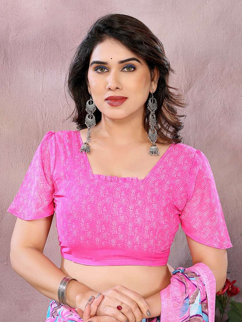 women printed casual wear saree with blouse - 22048746 -  Standard Image - 5