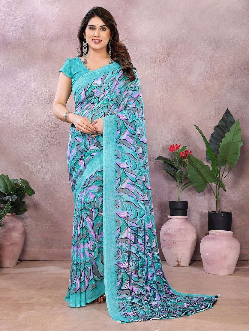 women printed casual wear saree with blouse