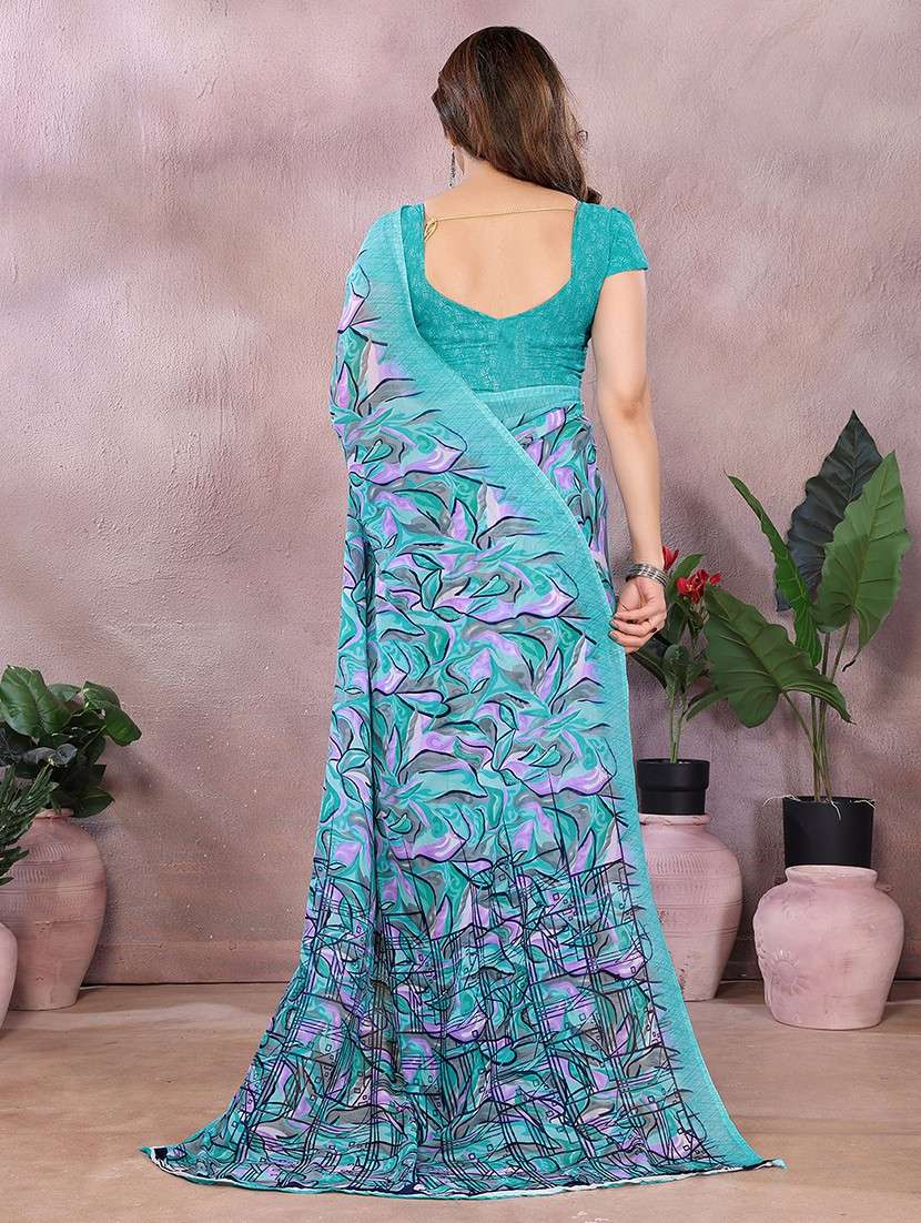 women printed casual wear saree with blouse - 22048747 -  Standard Image - 3