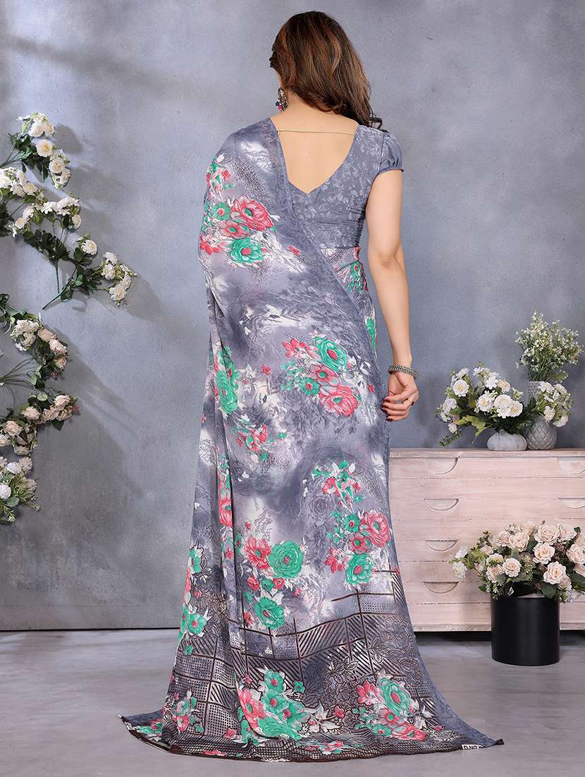 women printed casual wear saree with blouse - 22048760 -  Standard Image - 3
