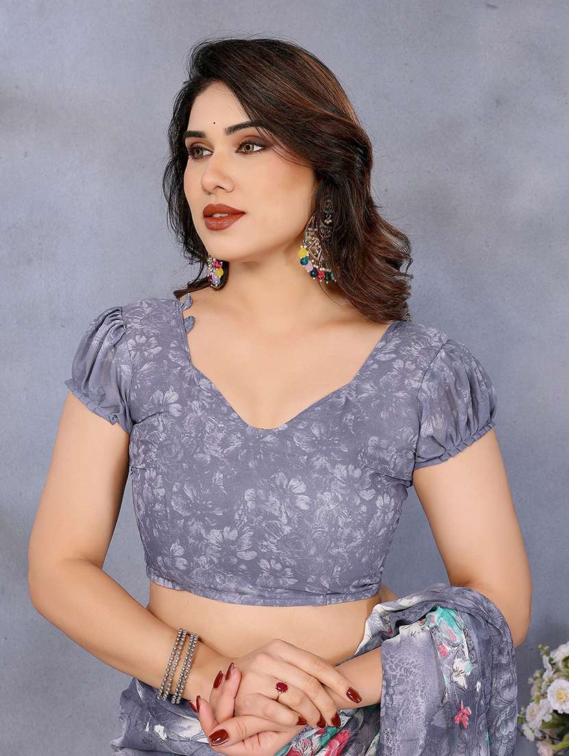 women printed casual wear saree with blouse - 22048760 -  Standard Image - 5